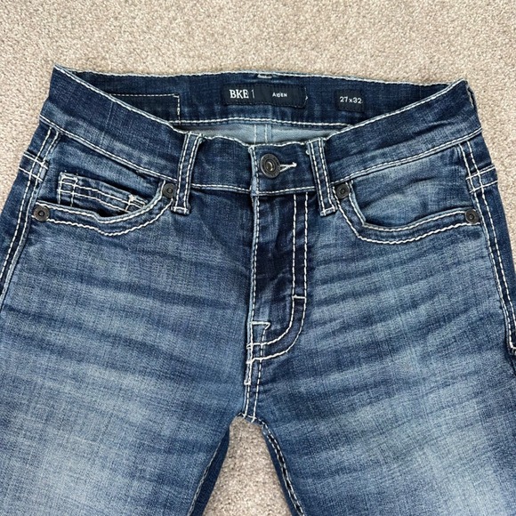 BKE Tyler Mens Straight Leg Jeans Blue Medium Wash Contrast Stitch 27x32 - Picture 9 of 10